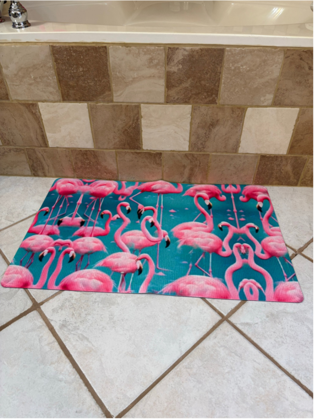 Flamingo Bath Kitchen Floor Mat 20x31 Teal and Pink NEW unbranded cute aesthetic